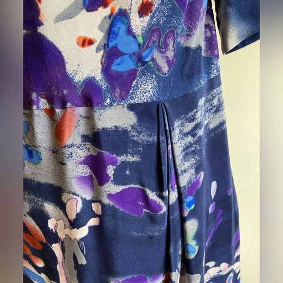 Anthropologie blue silk Japonica dress size 8 - Picture 6 of 10